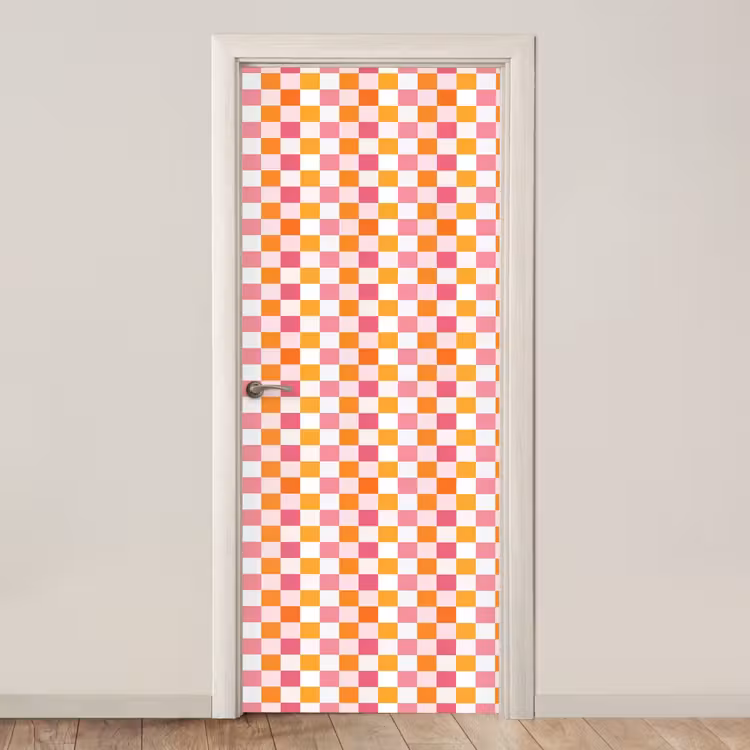 Deursticker - Patroon - Vierkant - Roze — 1