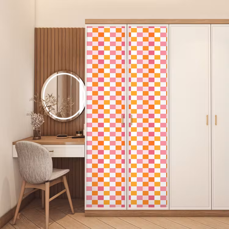Deursticker - Patroon - Vierkant - Roze — 5