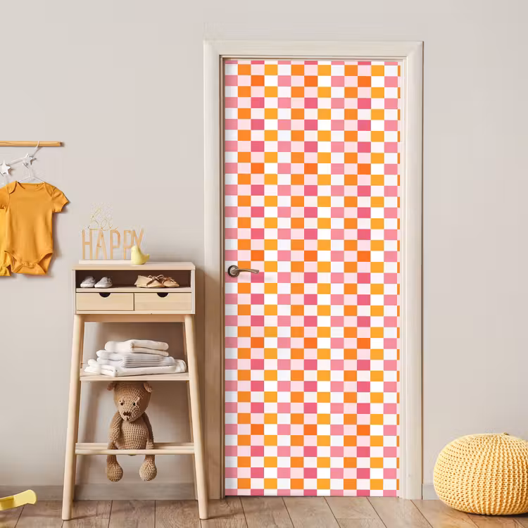 Deursticker - Patroon - Vierkant - Roze — 6