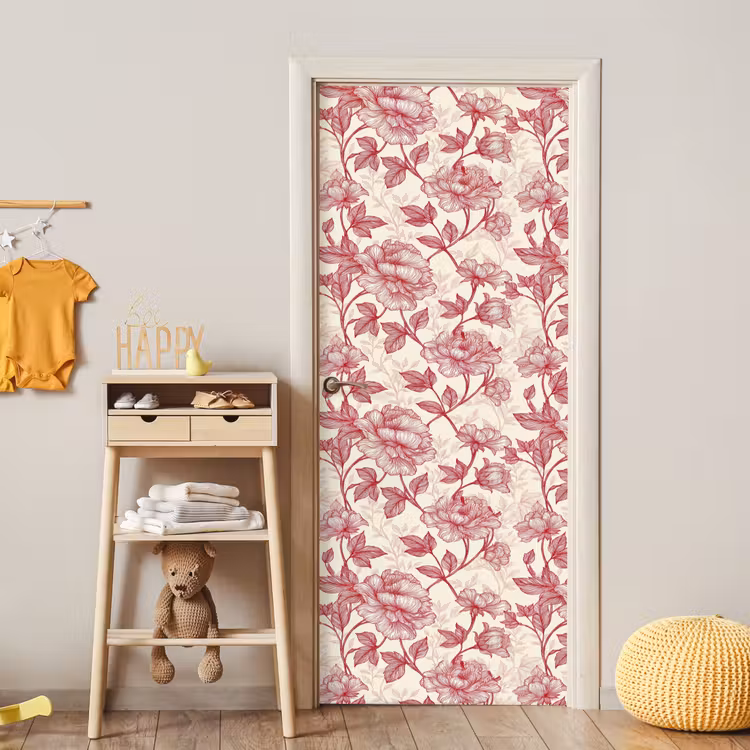 Deursticker - Pioenrozen - Modern -  Rood — 6