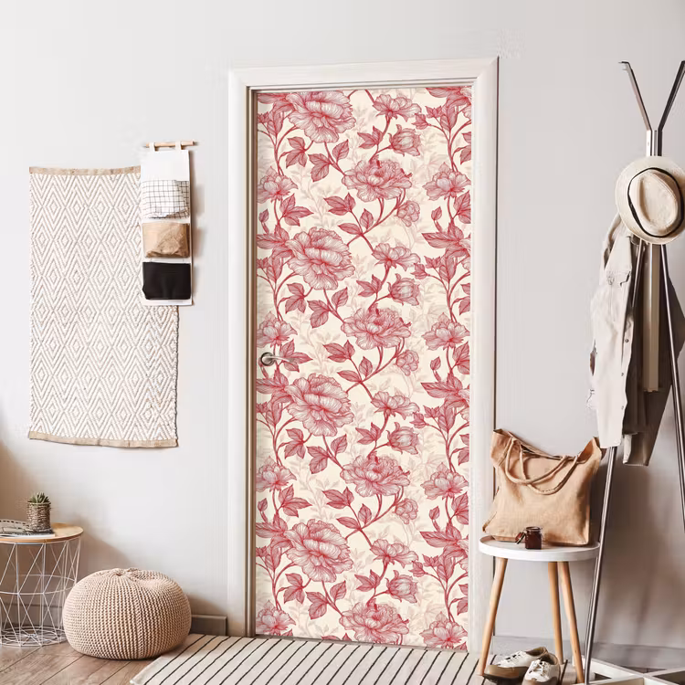Deursticker - Pioenrozen - Modern -  Rood — 8