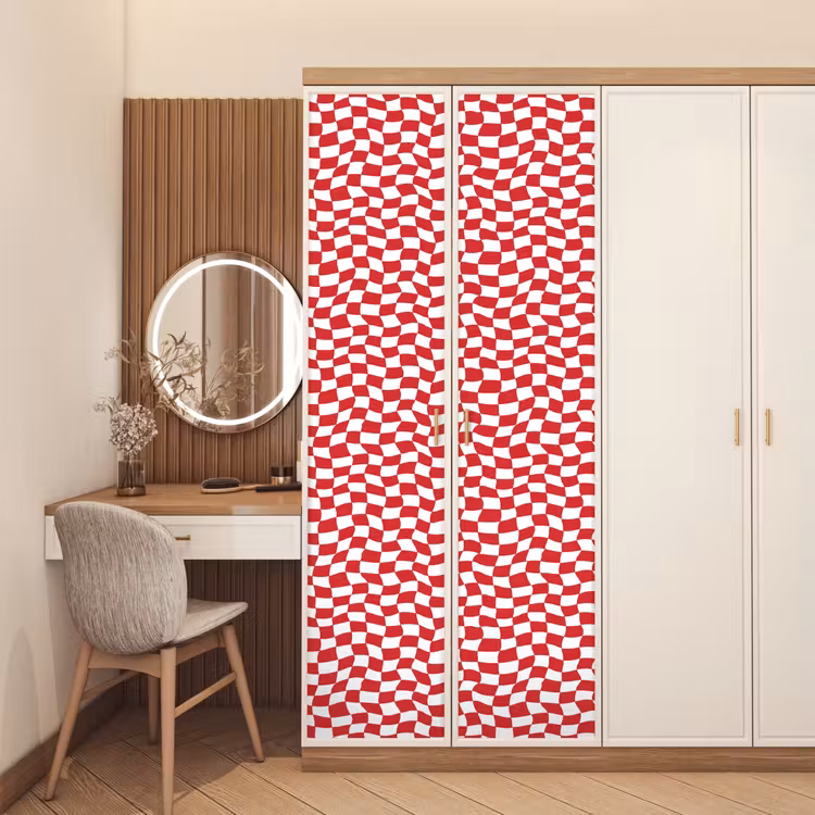 Deursticker - Golvend - Patroon - Rood — 5