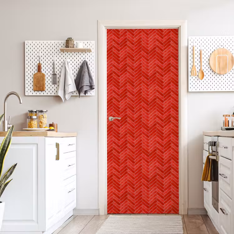 Deursticker - Visgraat - Tegel - Rood — 7