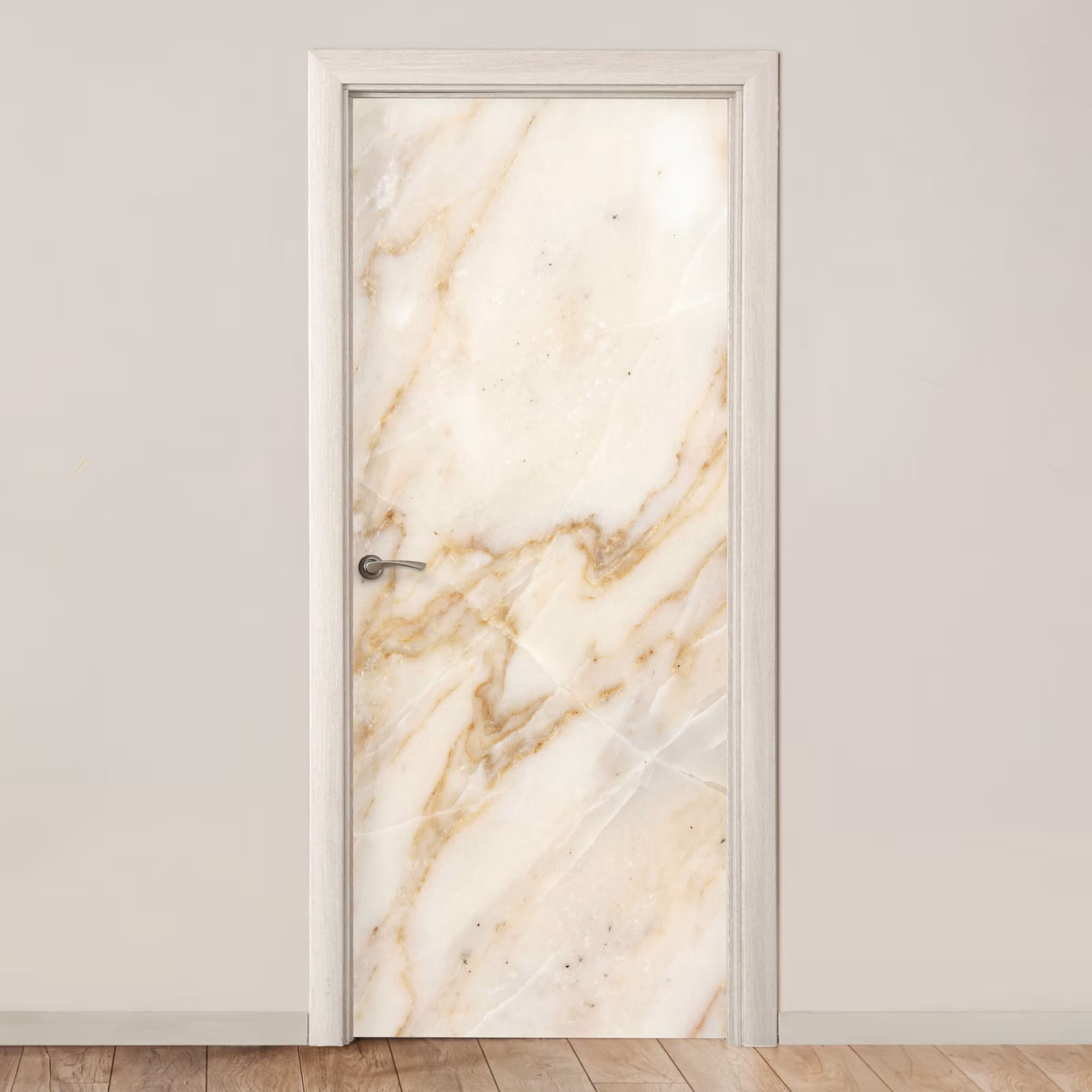 Deursticker - Marmer - Ader - Abstract - Wit - Goud — 1