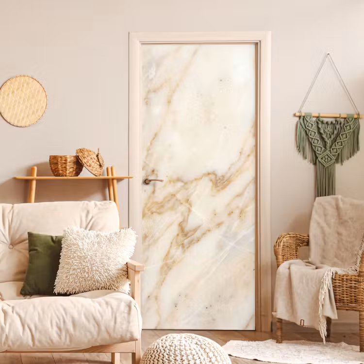 Deursticker - Marmer - Ader - Abstract - Wit - Goud — 4
