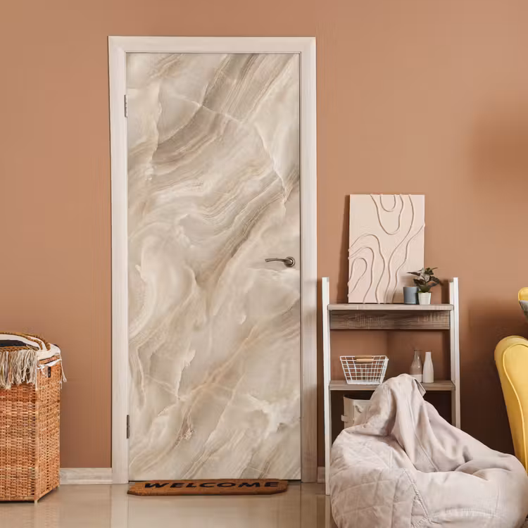 Deursticker - Steen - Golvend - Abstract - Beige — 2