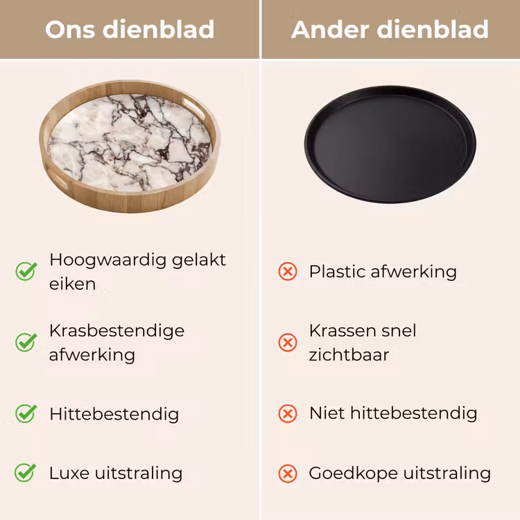 Dienblad - Marmer - Textuur - Abstract - Wit - Bruin — 9