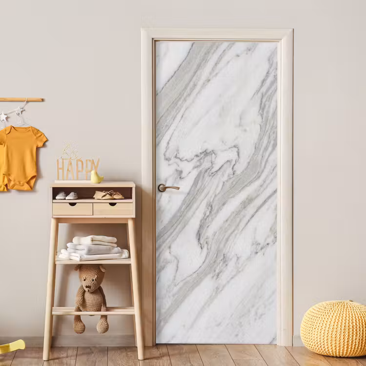 Deursticker - Marmer - Wit - Grijs - Structuur - Modern — 6