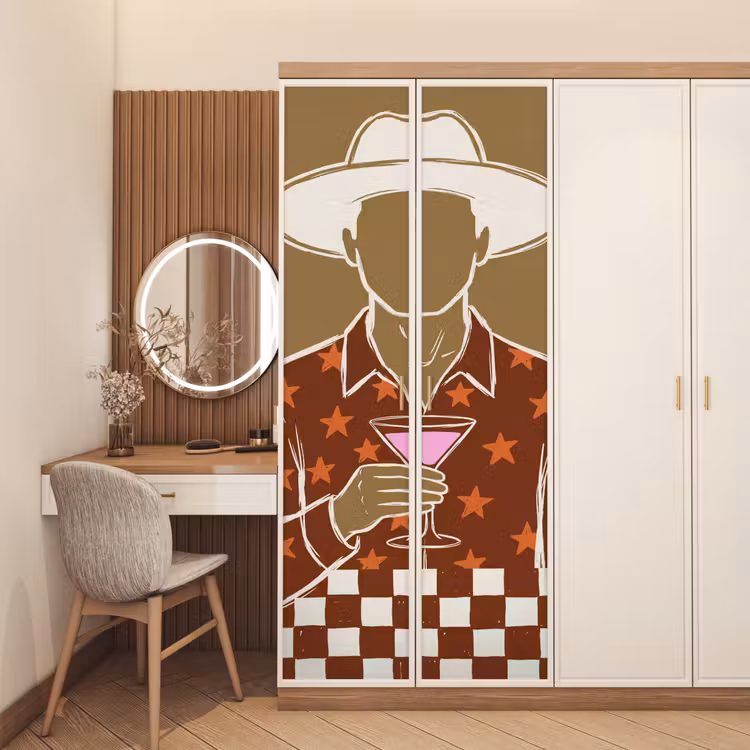 Deursticker - Mensen - Hoed - Cocktail - Abstract - Modern — 5