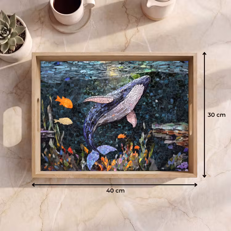 Dienblad - Mozaïek - Walvis - Koraal - Water — 7