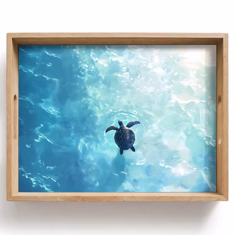 Dienblad - Schildpad - Zee - Blauw - Schittering — 1