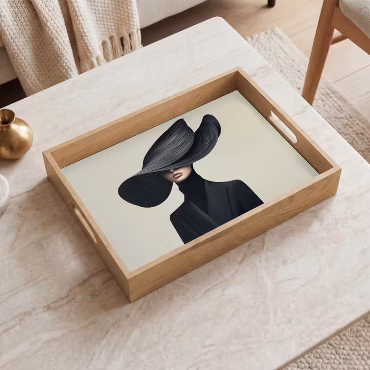 Dienblad - Zwart - Vrouw - Hoed — 2