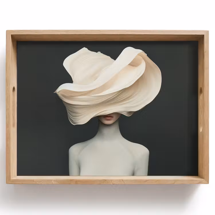 Dienblad - Vrouw - Beige - hoed — 1