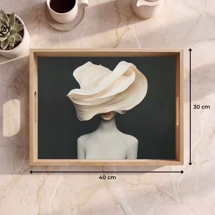 Dienblad - Vrouw - Beige - hoed — 7