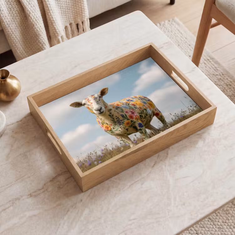 Dienblad - Schaap - Bloemen - Weide — 2