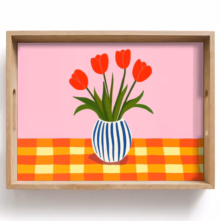 Dienblad - Tulpen - Roze - Vaas — 1