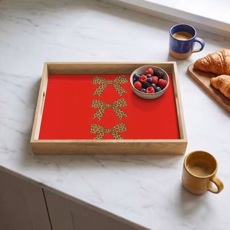 Dienblad - Strikken - Panterprint - Rood — 3