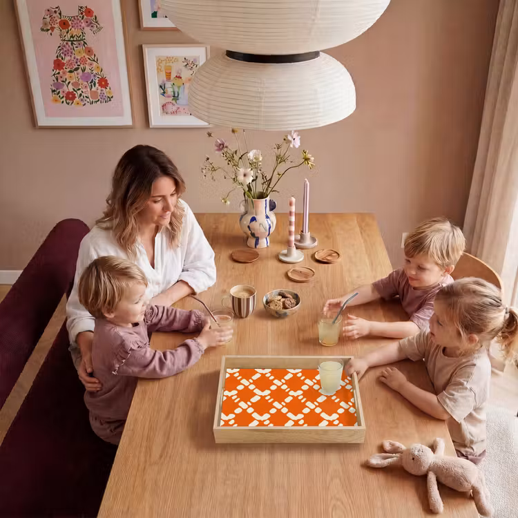 Dienblad - Oranje - Ruitpatroon - Wit — 5