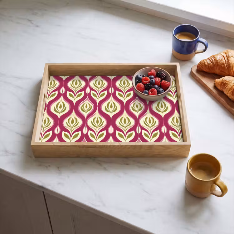 Dienblad - Retro - Floraal - Paars — 3