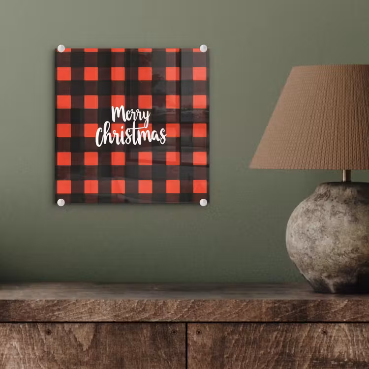 Glas schilderij - Geruit - Rood - Tekst - Christmas — 4