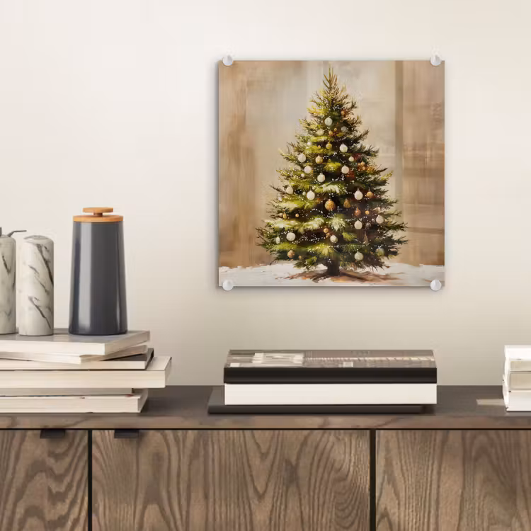 Glas schilderij - Kerst - Sfeer - Groen — 2