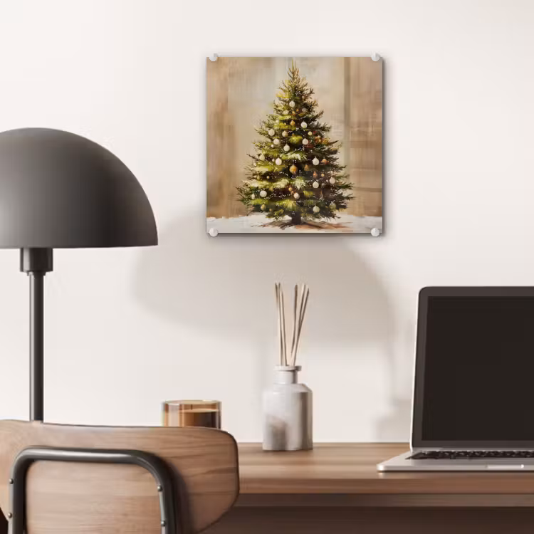 Glas schilderij - Kerst - Sfeer - Groen — 7