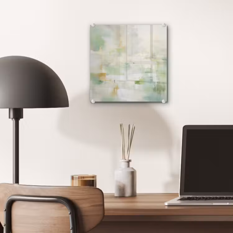 Glas schilderij - Abstract - Kunst - Wit - Groen - Modern — 7