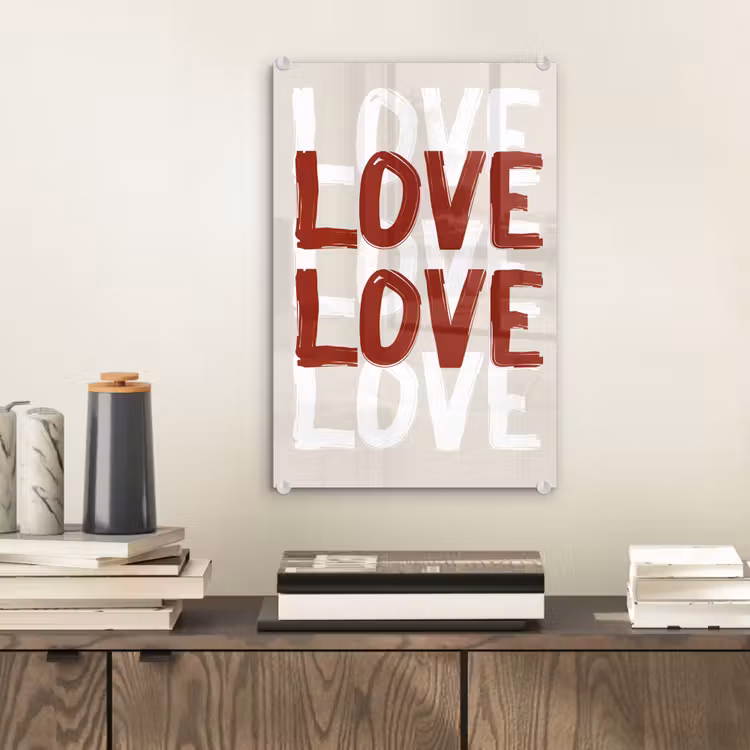 Glas schilderij - Love - Rood - Tekst — 2
