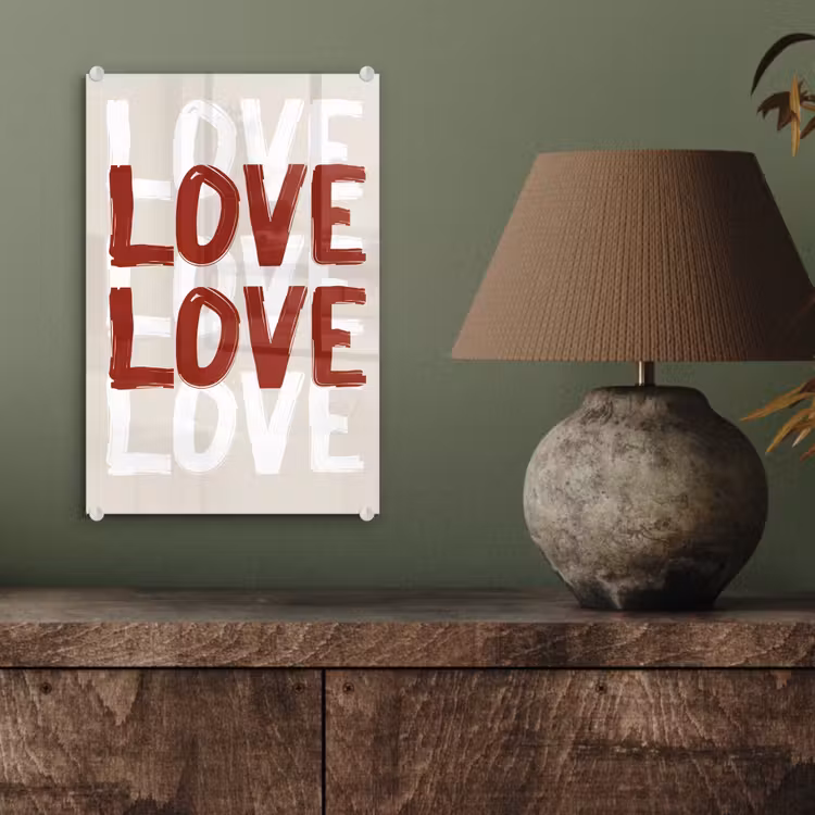 Glas schilderij - Love - Rood - Tekst — 4