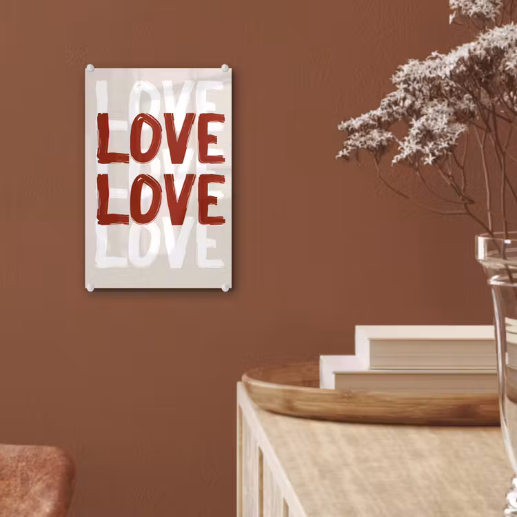 Glas schilderij - Love - Rood - Tekst — 6