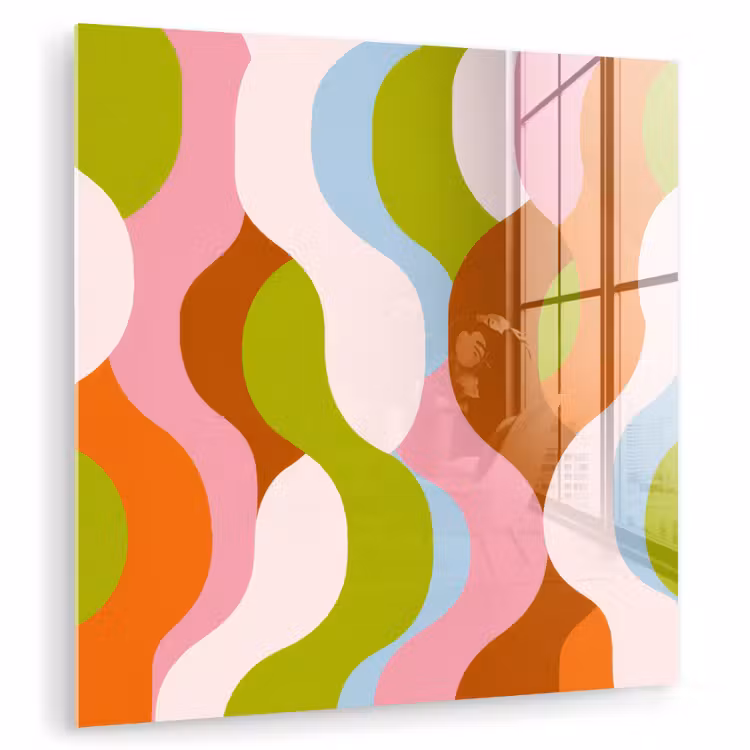 Glas schilderij - Abstract - Vormen - Roze — 1