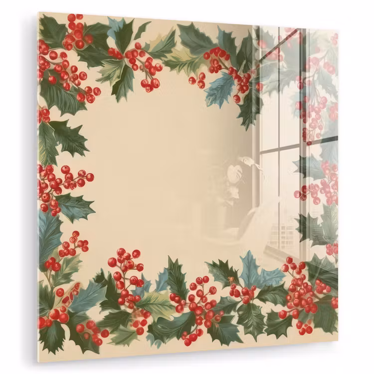 Glas schilderij - Hulstrand - Bessen - Beige — 1