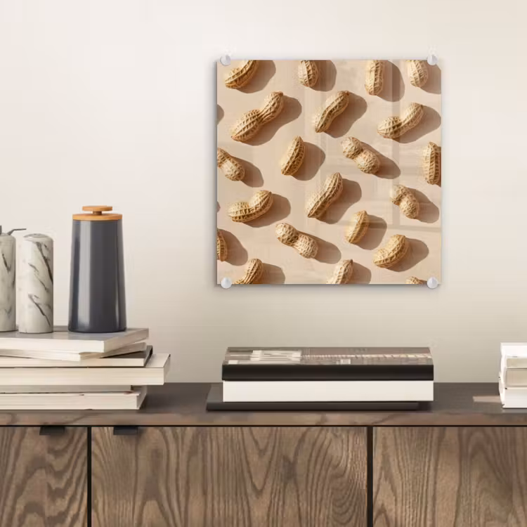 Glas schilderij - Pinda's - Patroon - Beige — 2