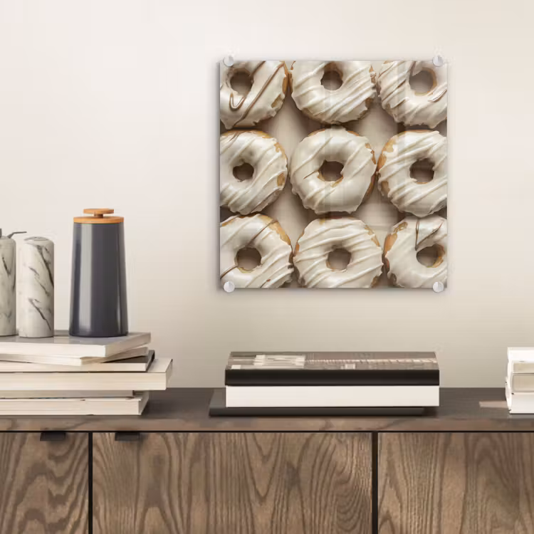 Glas schilderij - Donuts - Chocolade - Wit - Beige — 2