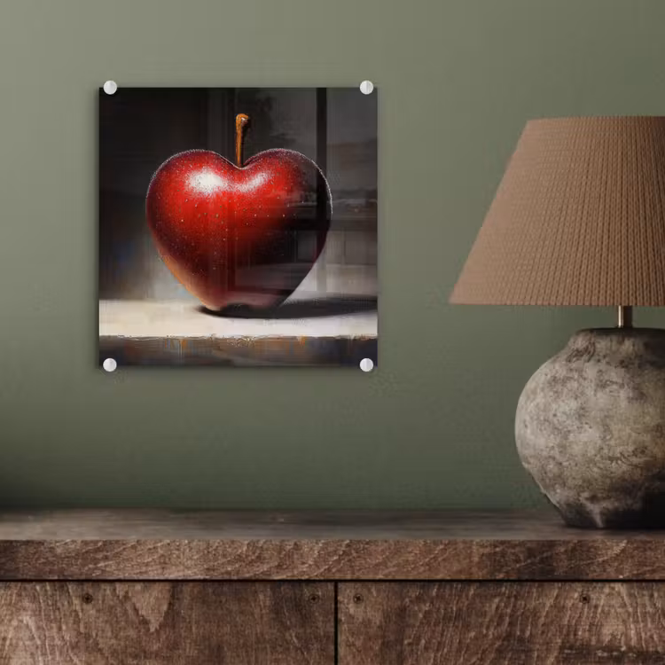 Glas schilderij - Apple - Hart - Rood — 4