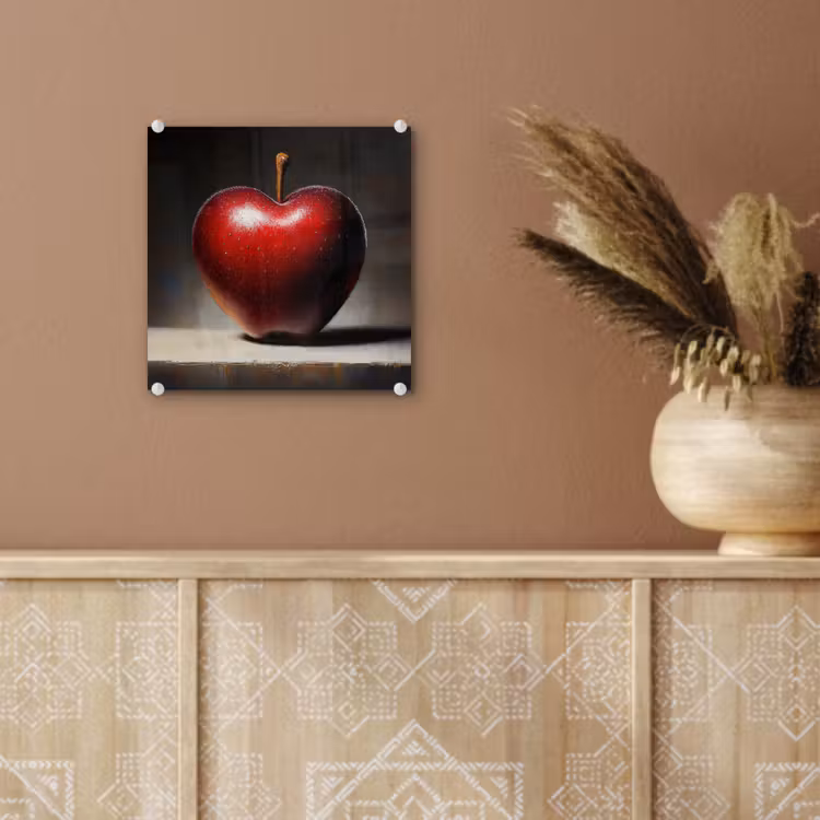 Glas schilderij - Apple - Hart - Rood — 6