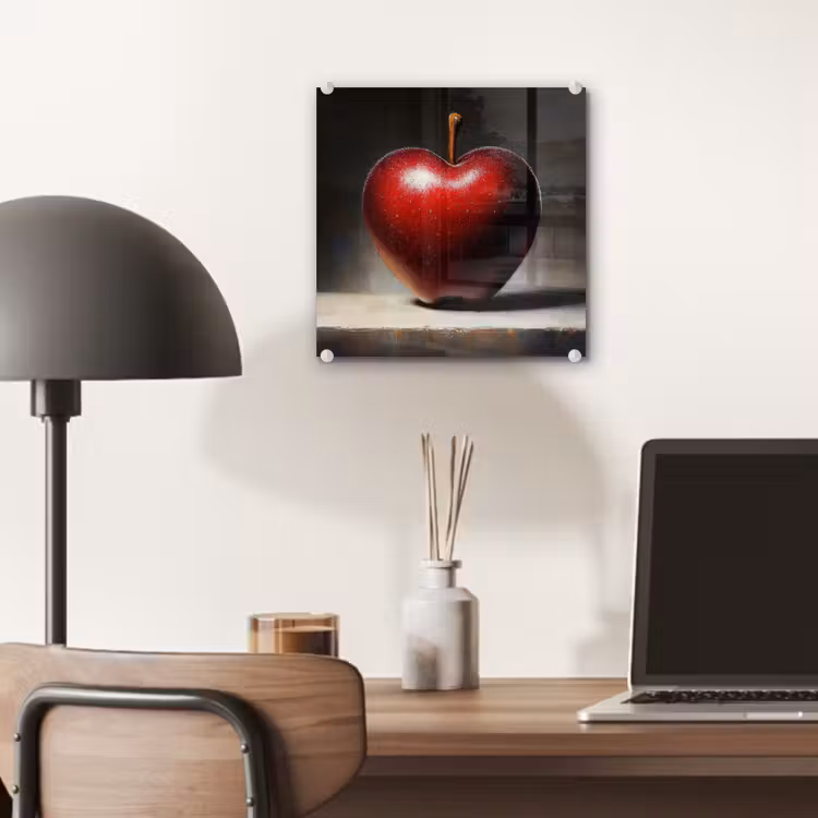 Glas schilderij - Apple - Hart - Rood — 7