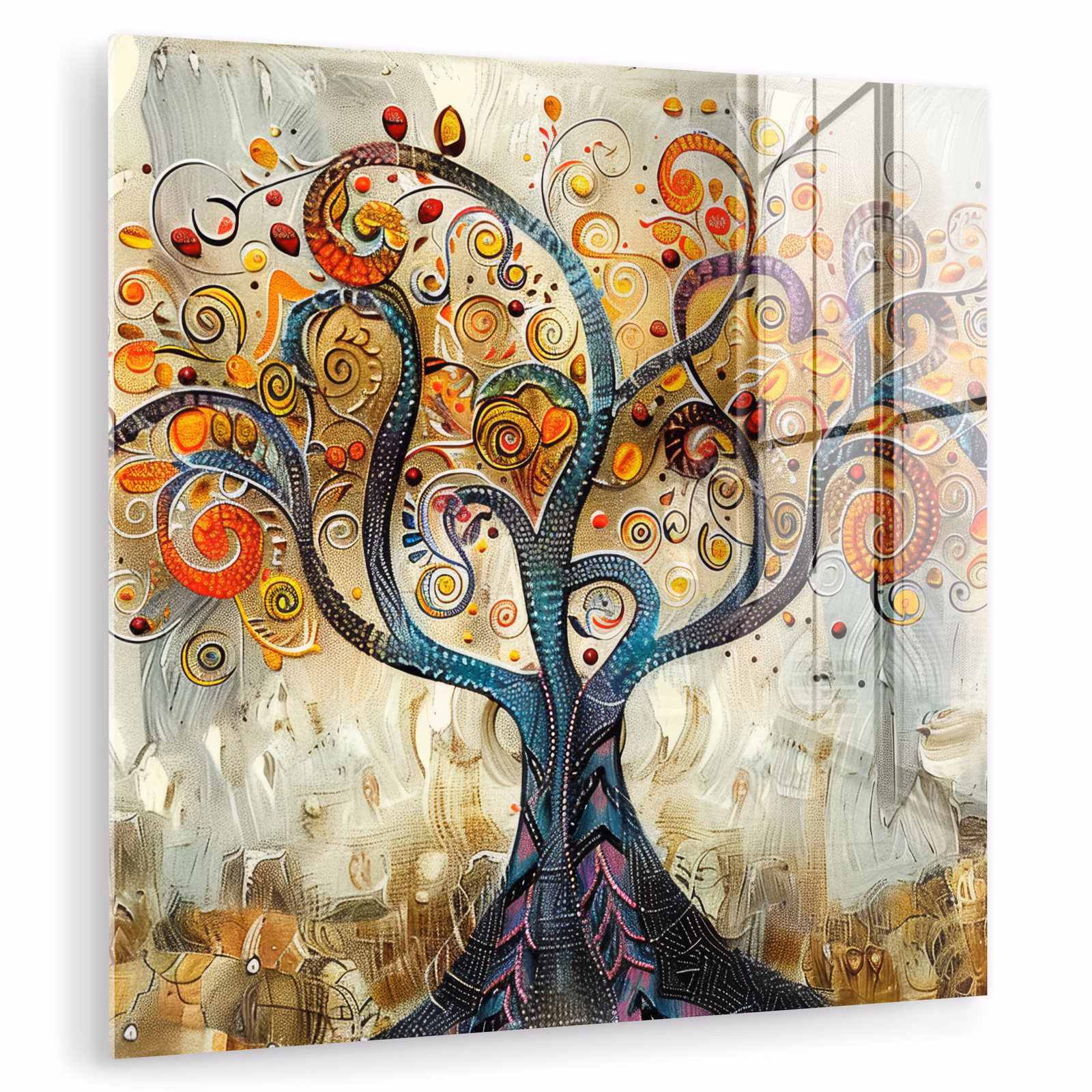 Glas schilderij - Kunst - Levensboom - Botanisch - Abstract — 1