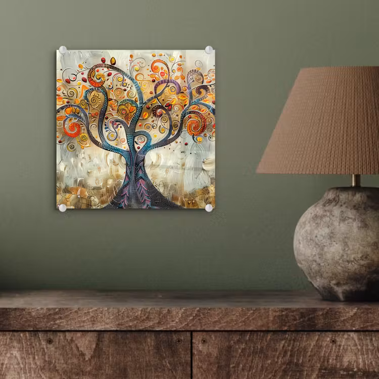 Glas schilderij - Kunst - Levensboom - Botanisch - Abstract — 4