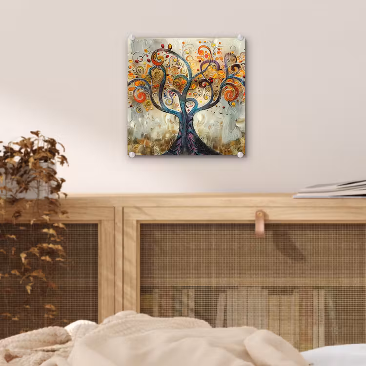 Glas schilderij - Kunst - Levensboom - Botanisch - Abstract — 5