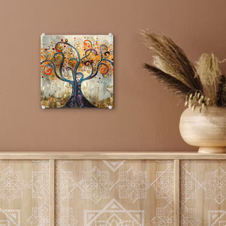 Glas schilderij - Kunst - Levensboom - Botanisch - Abstract — 6