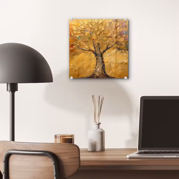 Glas schilderij - Goud - Boom - Abstract - Modern — 7