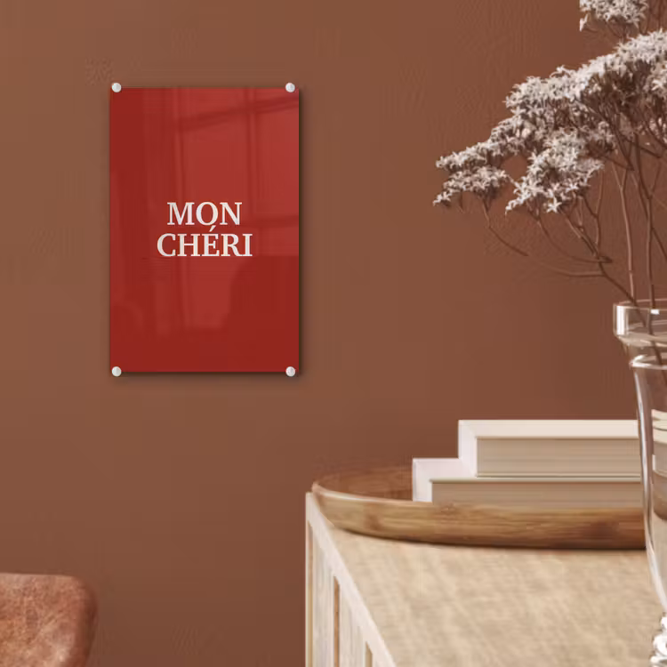 Glas schilderij - Rood - Frans - Quotes — 6