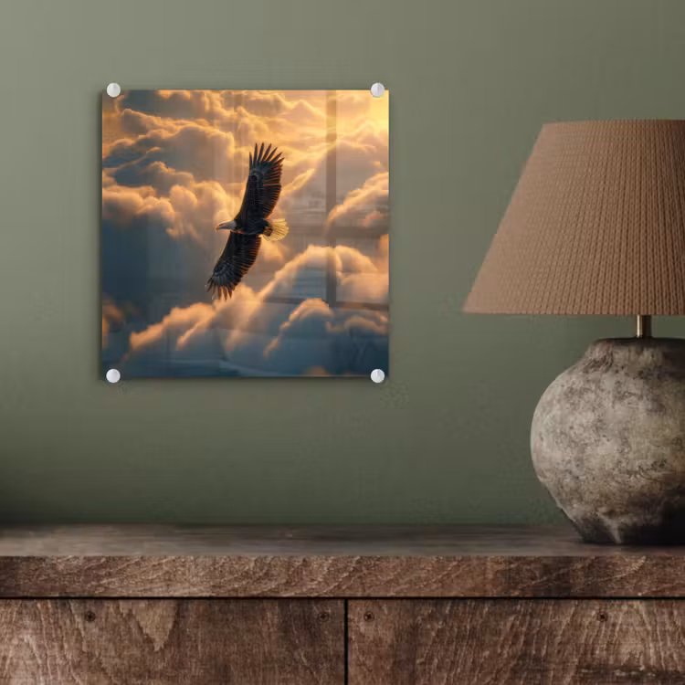 Glas schilderij - Adelaar - Wolken - Zon — 4