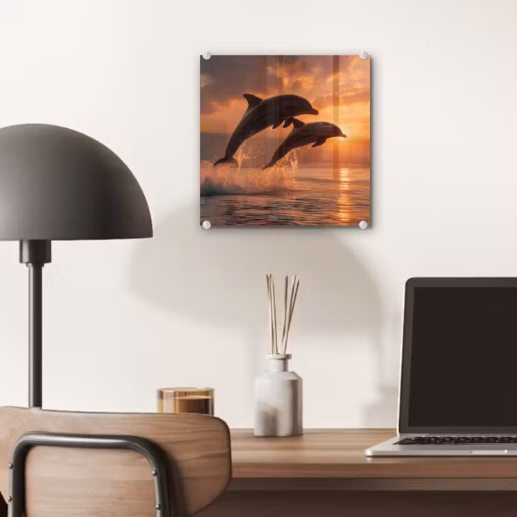 Glas schilderij - Dolfijnen - Zee - Realistisch — 7