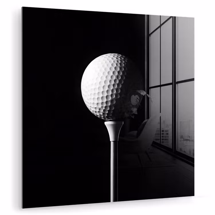 Glas schilderij - Golfbal - Minimalistisch - Wit — 1