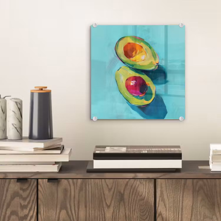 Glas schilderij - Avocado - Groen - Pit - Schaduw — 2