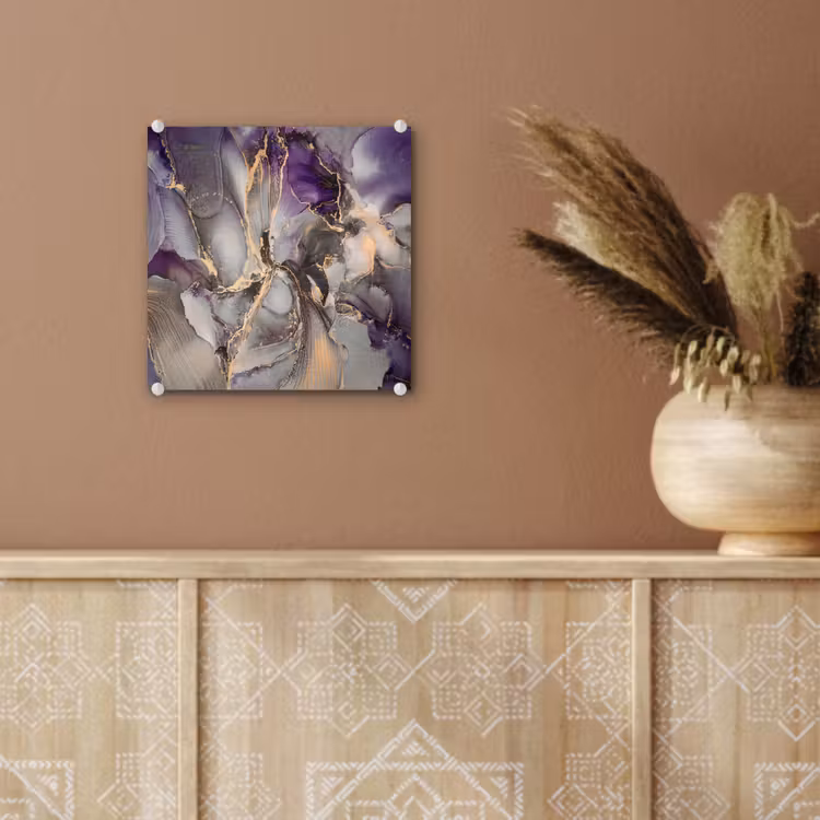 Glas schilderij - Goud - Paars - Marmer — 5