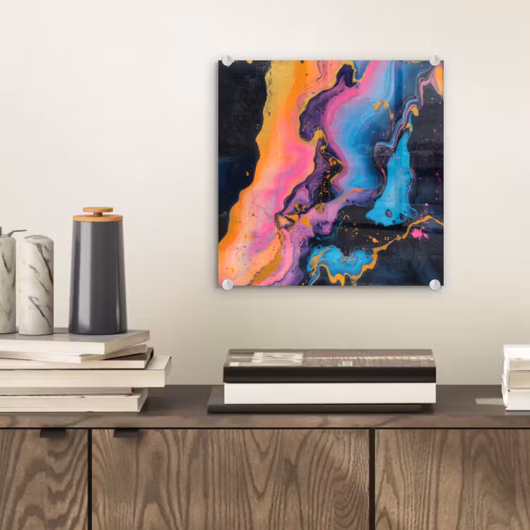 Glas schilderij - Modern - Marmer - Oranje — 2