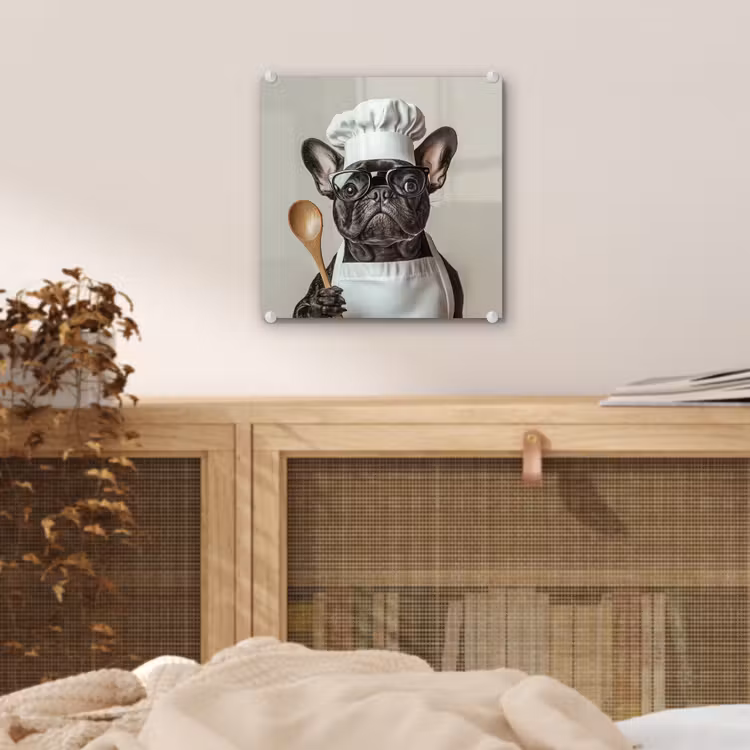 Glas schilderij - Bril - Hond - Kok — 5